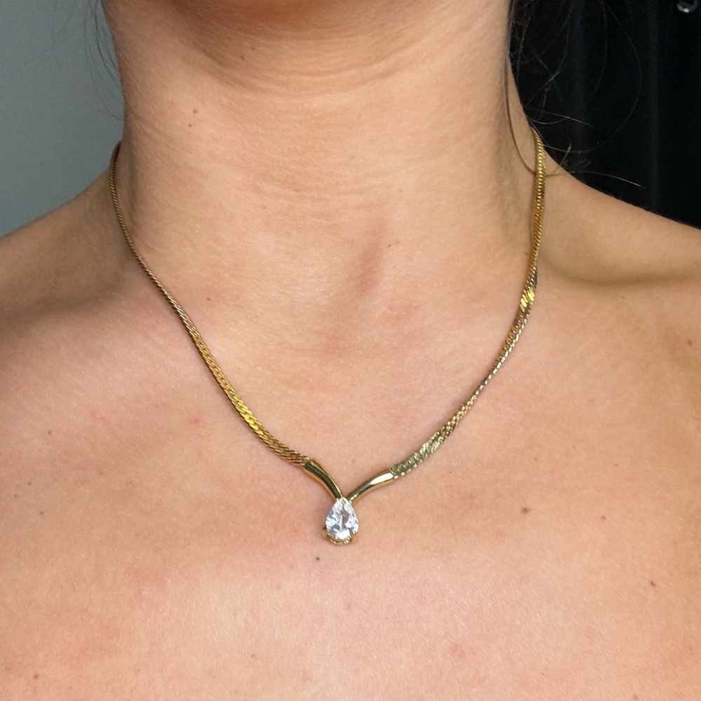 Vintage Gold and Cz Necklace